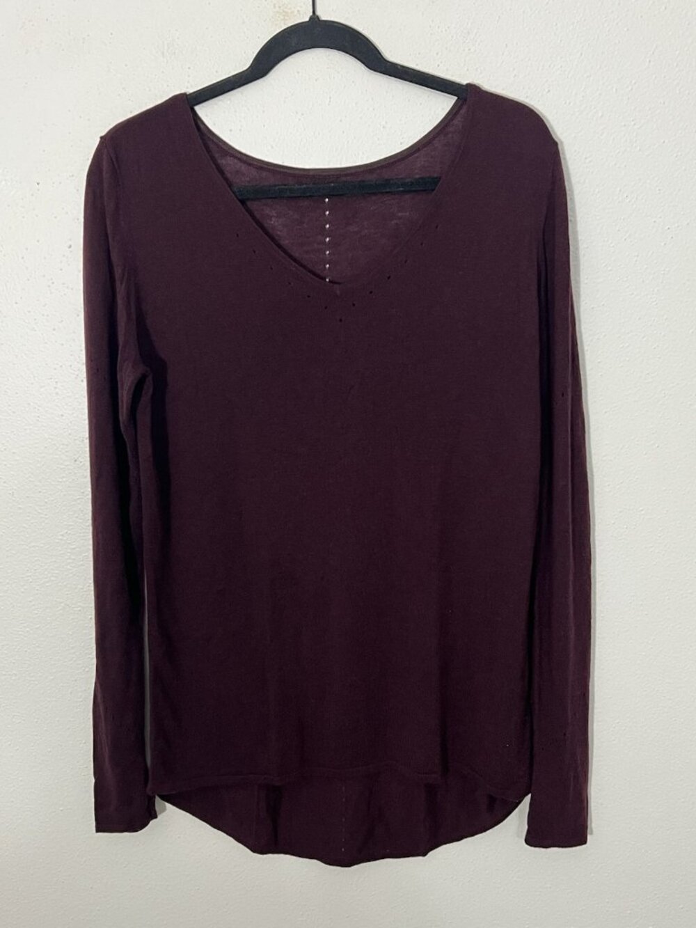 Lululemon Stand Steady V Neck Sweater In Garnet Merino Wool Size Large